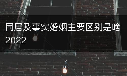 同居及事实婚姻主要区别是啥2022