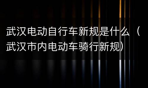 武汉电动自行车新规是什么（武汉市内电动车骑行新规）