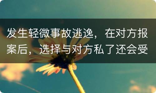 发生轻微事故逃逸，在对方报案后，选择与对方私了还会受到怎样的处罚