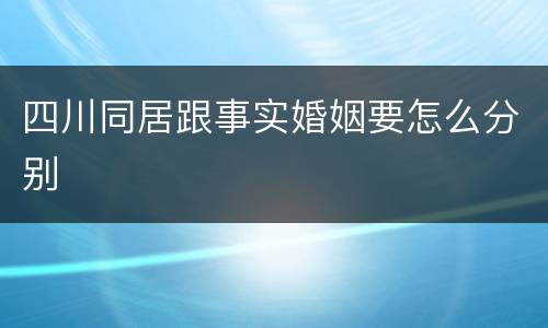 四川同居跟事实婚姻要怎么分别