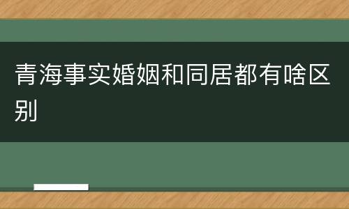 青海事实婚姻和同居都有啥区别