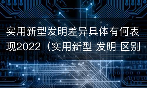 实用新型发明差异具体有何表现2022（实用新型 发明 区别）