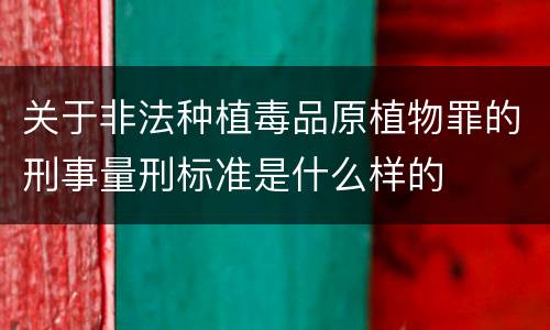 关于非法种植毒品原植物罪的刑事量刑标准是什么样的