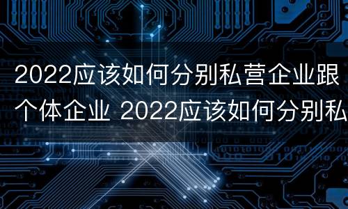 2022应该如何分别私营企业跟个体企业 2022应该如何分别私营企业跟个体企业呢