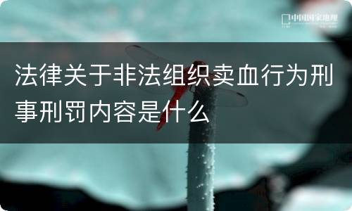 法律关于非法组织卖血行为刑事刑罚内容是什么