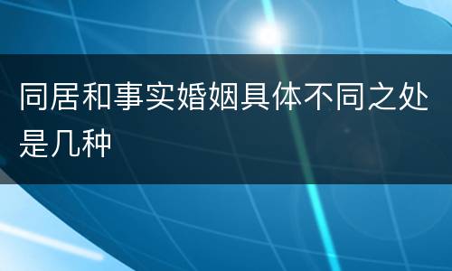同居和事实婚姻具体不同之处是几种