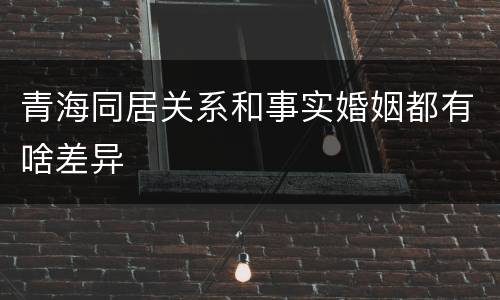 青海同居关系和事实婚姻都有啥差异