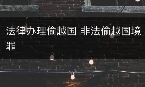 法律办理偷越国 非法偷越国境罪