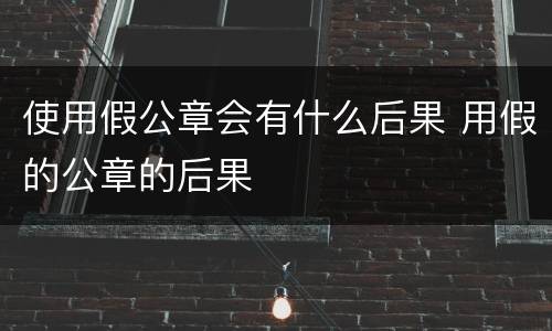 使用假公章会有什么后果 用假的公章的后果