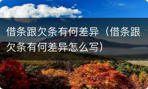借条跟欠条有何差异（借条跟欠条有何差异怎么写）