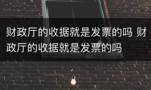 财政厅的收据就是发票的吗 财政厅的收据就是发票的吗