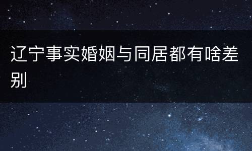 辽宁事实婚姻与同居都有啥差别