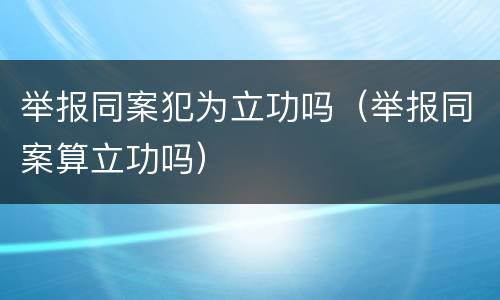举报同案犯为立功吗（举报同案算立功吗）