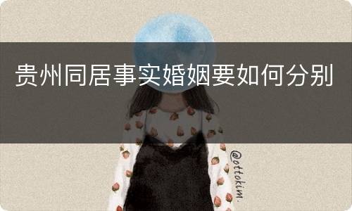 贵州同居事实婚姻要如何分别