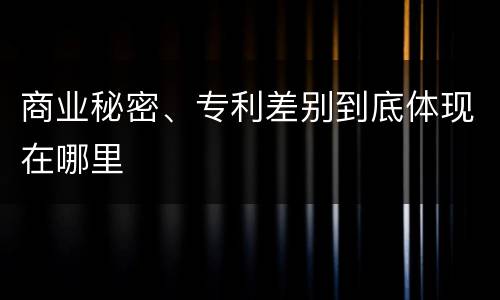 商业秘密、专利差别到底体现在哪里