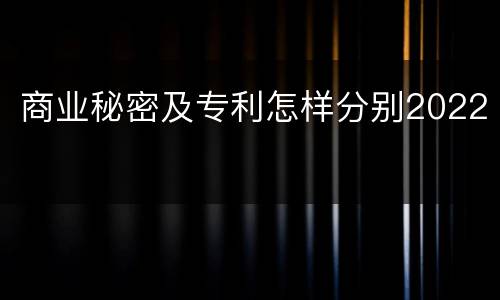 商业秘密及专利怎样分别2022