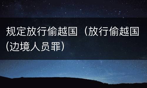 规定放行偷越国（放行偷越国(边境人员罪）