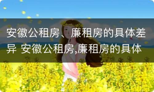 安徽公租房、廉租房的具体差异 安徽公租房,廉租房的具体差异有哪些