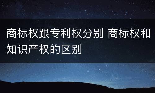 商标权跟专利权分别 商标权和知识产权的区别