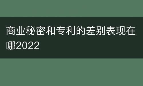商业秘密和专利的差别表现在哪2022
