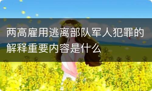 两高雇用逃离部队军人犯罪的解释重要内容是什么