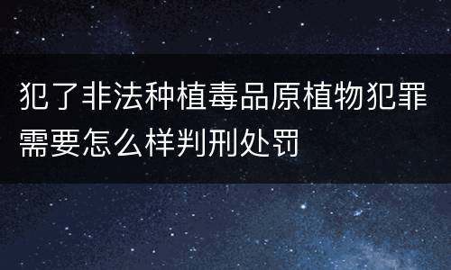犯了非法种植毒品原植物犯罪需要怎么样判刑处罚