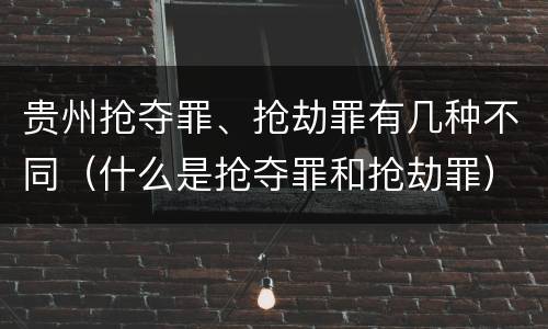 贵州抢夺罪、抢劫罪有几种不同（什么是抢夺罪和抢劫罪）