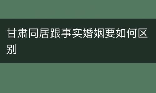 甘肃同居跟事实婚姻要如何区别