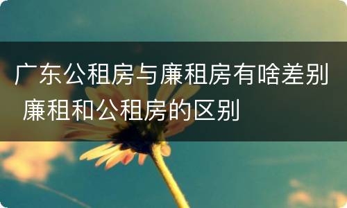 广东公租房与廉租房有啥差别 廉租和公租房的区别
