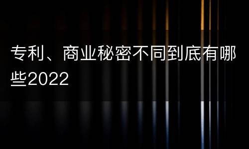 专利、商业秘密不同到底有哪些2022