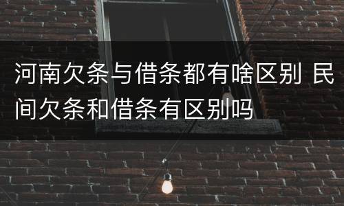 河南欠条与借条都有啥区别 民间欠条和借条有区别吗