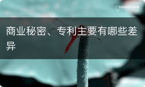 商业秘密、专利主要有哪些差异