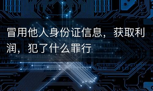 冒用他人身份证信息，获取利润，犯了什么罪行