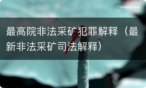 最高院非法采矿犯罪解释（最新非法采矿司法解释）