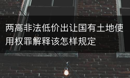 两高非法低价出让国有土地使用权罪解释该怎样规定