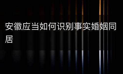 安徽应当如何识别事实婚姻同居