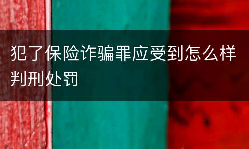 犯了保险诈骗罪应受到怎么样判刑处罚
