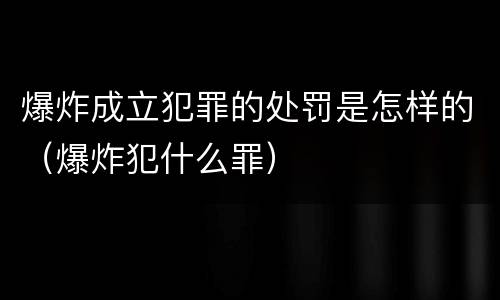 爆炸成立犯罪的处罚是怎样的（爆炸犯什么罪）