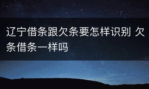 辽宁借条跟欠条要怎样识别 欠条借条一样吗