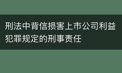 刑法中背信损害上市公司利益犯罪规定的刑事责任