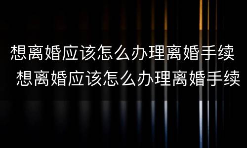 想离婚应该怎么办理离婚手续 想离婚应该怎么办理离婚手续流程