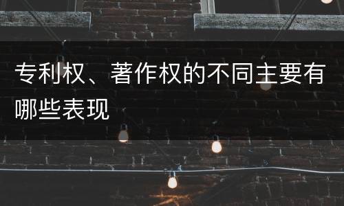 专利权、著作权的不同主要有哪些表现