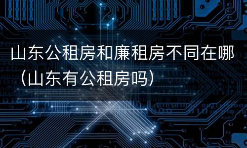 山东公租房和廉租房不同在哪（山东有公租房吗）