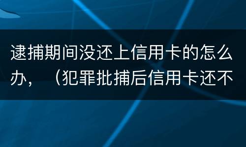 逮捕期间没还上信用卡的怎么办，（犯罪批捕后信用卡还不了）