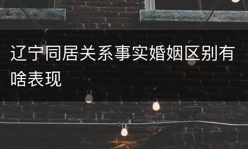 辽宁同居关系事实婚姻区别有啥表现