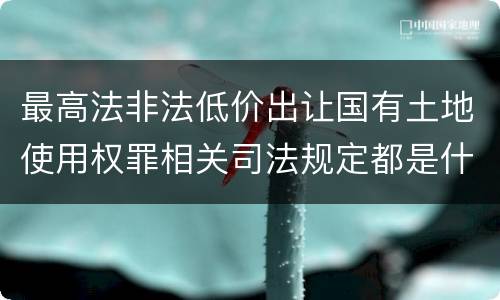 最高法非法低价出让国有土地使用权罪相关司法规定都是什么