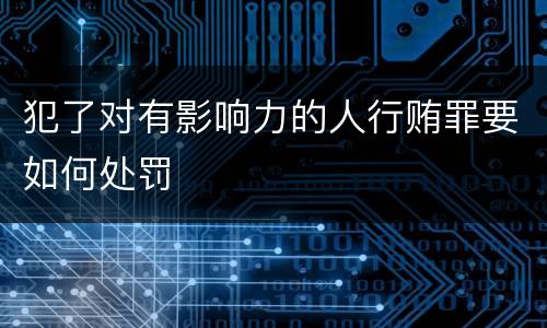 犯了对有影响力的人行贿罪要如何处罚