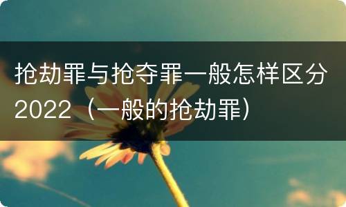 抢劫罪与抢夺罪一般怎样区分2022（一般的抢劫罪）