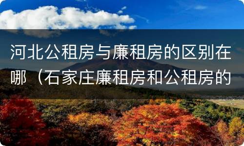 河北公租房与廉租房的区别在哪（石家庄廉租房和公租房的区别）