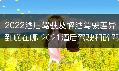 2022酒后驾驶及醉酒驾驶差异到底在哪 2021酒后驾驶和醉驾的区别